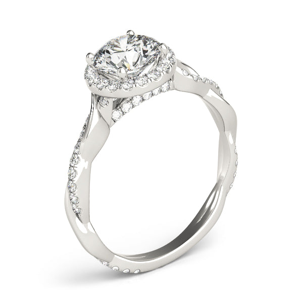 Round Twisting Halo Engagement Ring