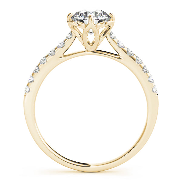 Vintage Floral Shape U-Prong Halo Engagement Ring