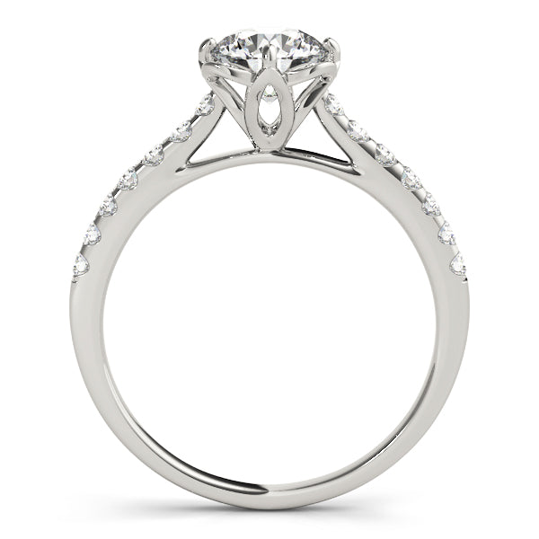 Vintage Floral Shape U-Prong Halo Engagement Ring
