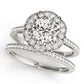 Single Row Halo Floral Milgrain Engagement Rings