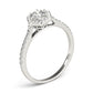 Single Row Cathedral Halo Engagement Ring