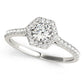 Single Row Cathedral Halo Engagement Ring