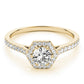Single Row Cathedral Halo Engagement Ring