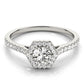 Single Row Cathedral Halo Engagement Ring