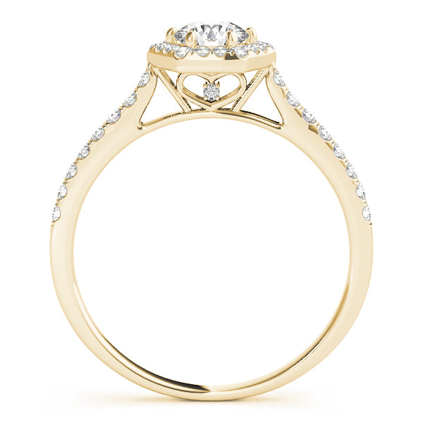Single Row Cathedral Halo Engagement Ring