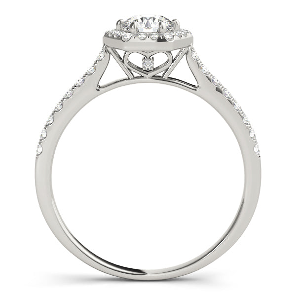 Single Row Cathedral Halo Engagement Ring