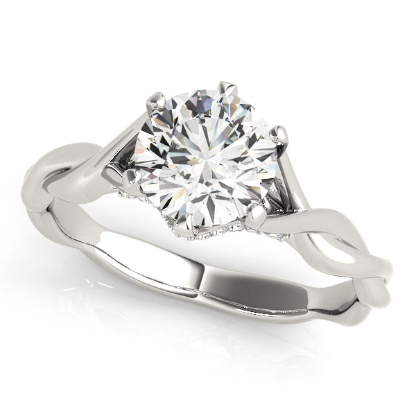 Twisted Shank Hidden Halo Engagement Ring