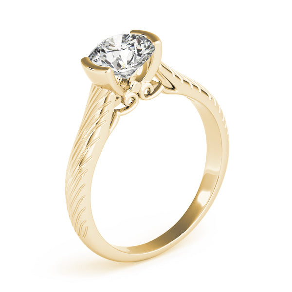 Solitaire Filigree Half Bezel Engagement Rings