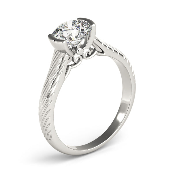 Solitaire Filigree Half Bezel Engagement Rings