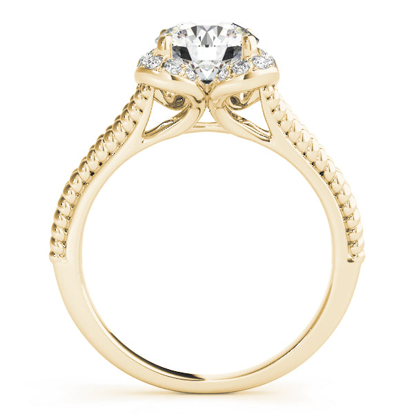 Round Halo Split Shank Engagement Ring