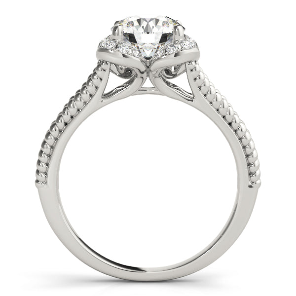 Round Halo Split Shank Engagement Ring