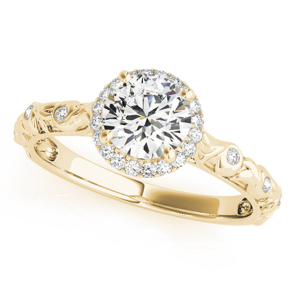 Nature Inspired Filigree Bezel Set Halo Engagement Rings
