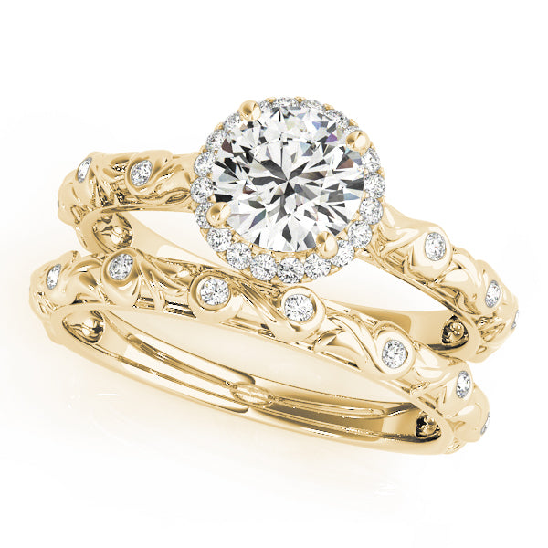 Nature Inspired Filigree Bezel Set Halo Engagement Rings