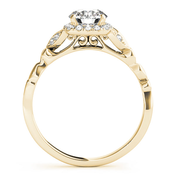 Floral Shape Round Halo Engagement Ring