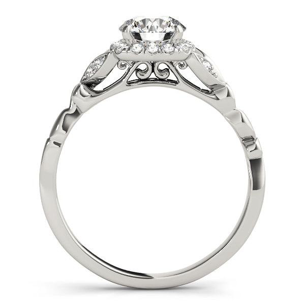 Floral Shape Round Halo Engagement Ring