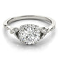 Floral Shape Round Halo Engagement Ring