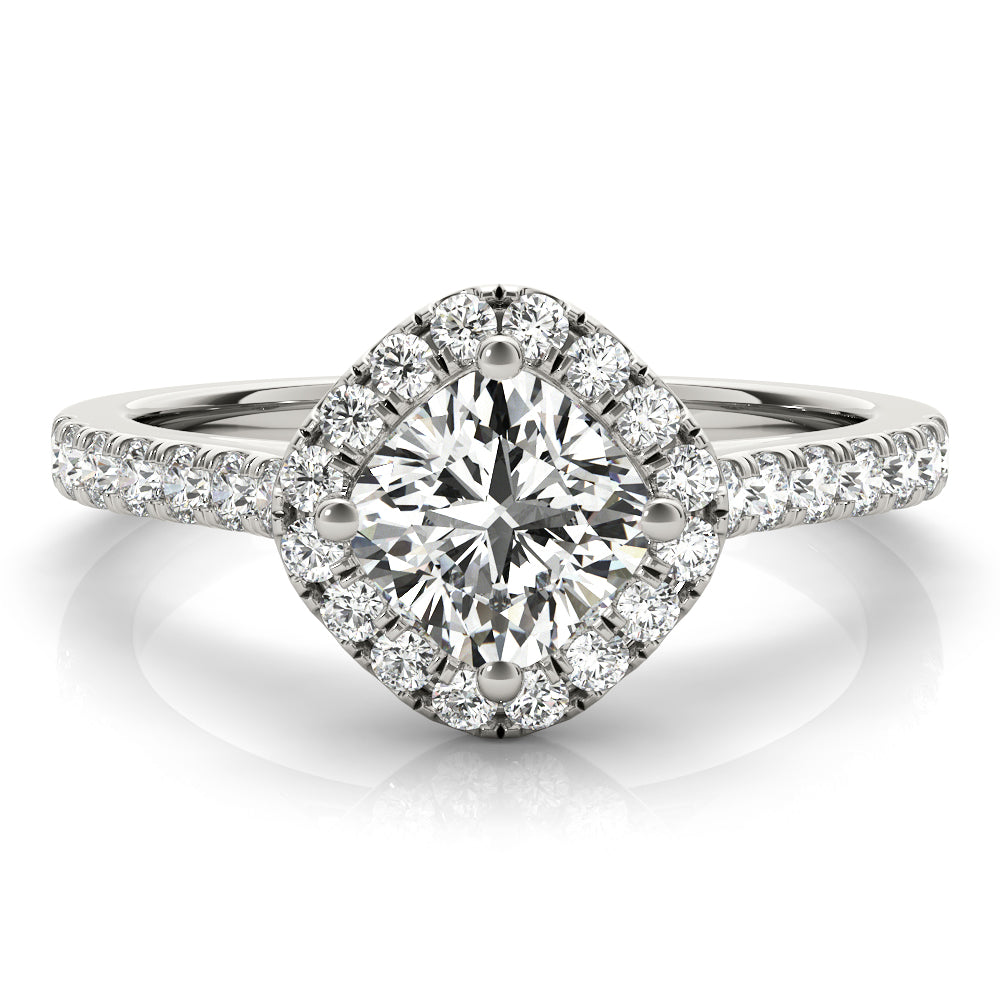 Single Row Accented Halo Engagement Rings