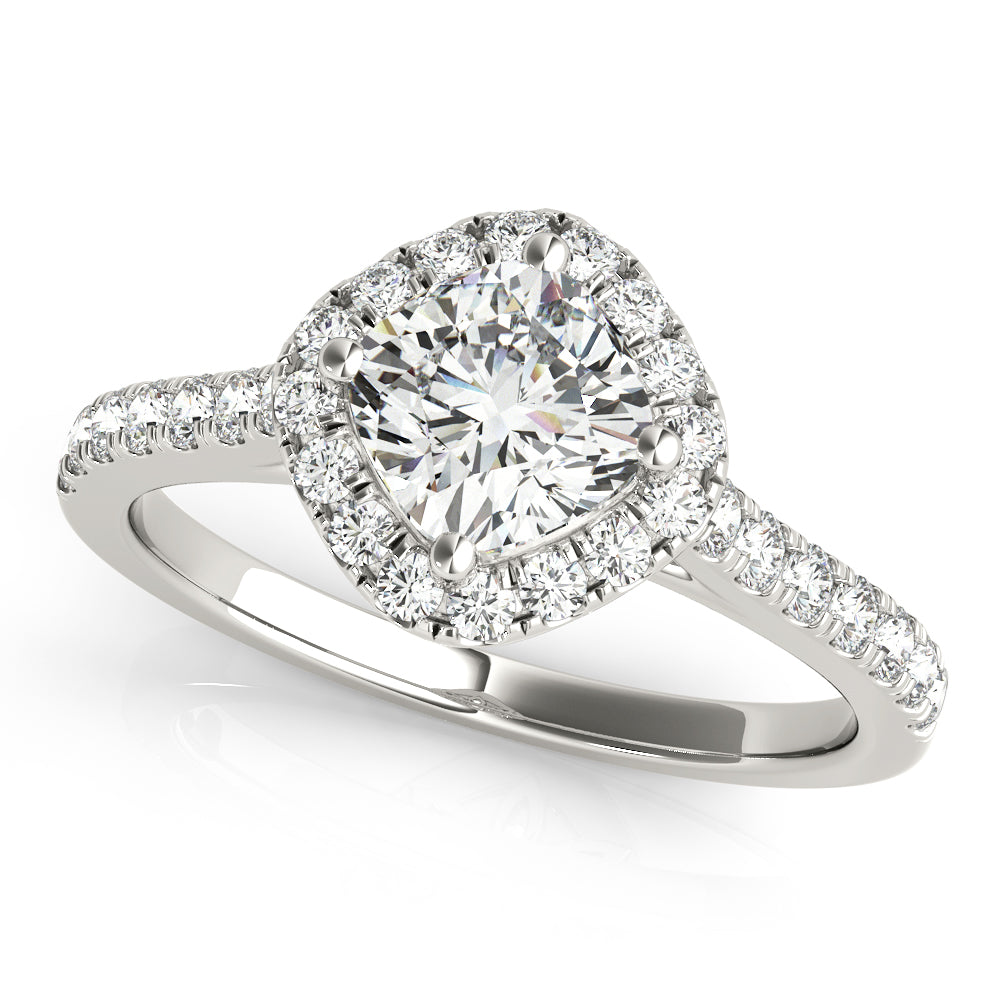 Single Row Accented Halo Engagement Rings