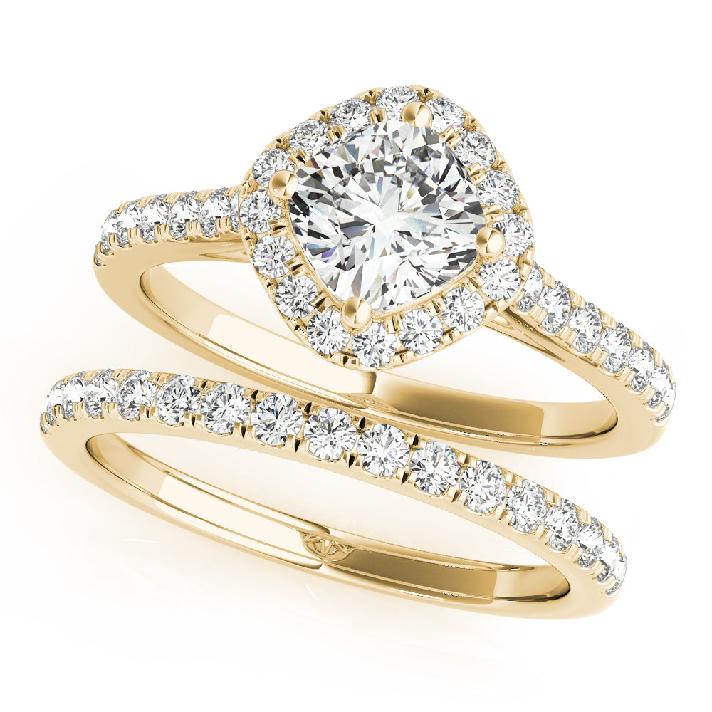 Single Row Accented Halo Engagement Rings
