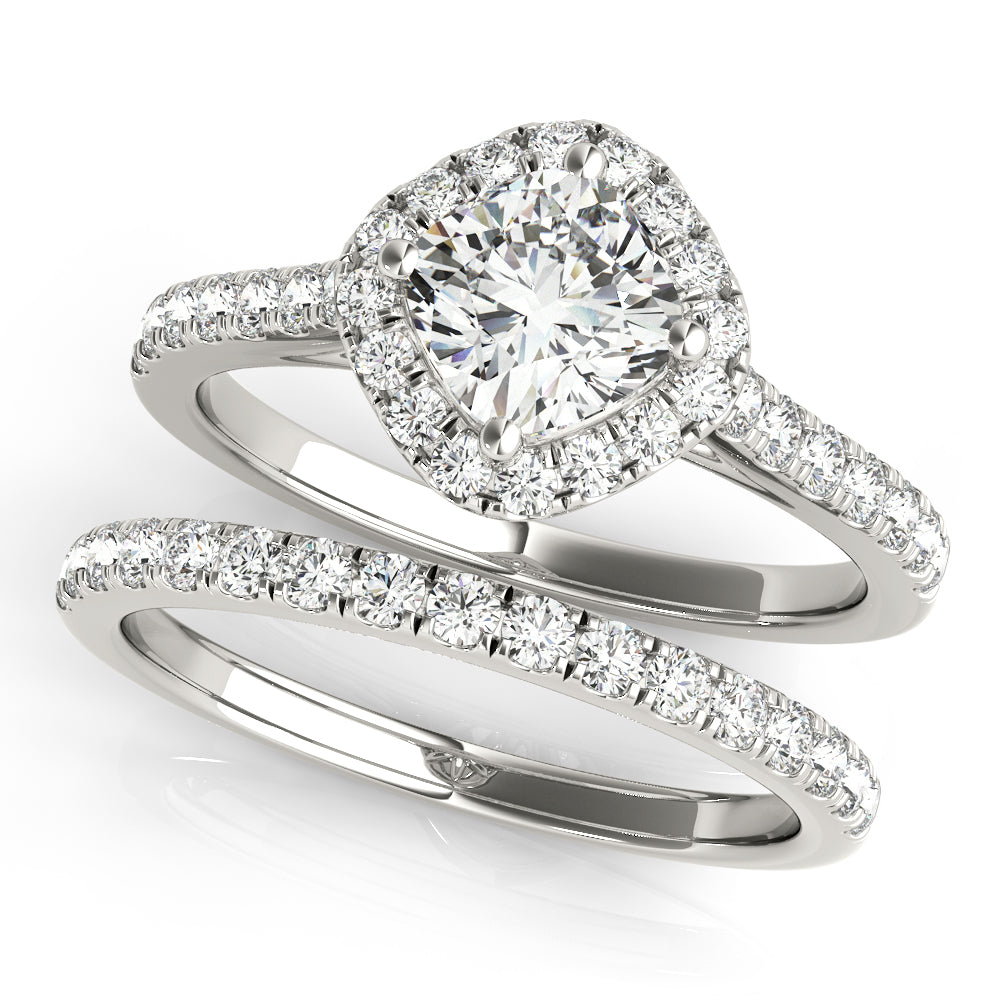 Single Row Accented Halo Engagement Rings