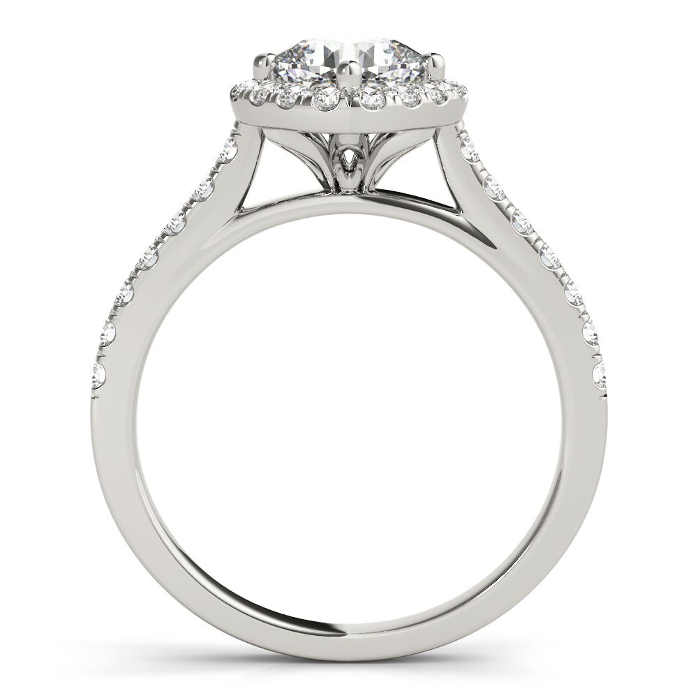 Single Row Accented Halo Engagement Rings