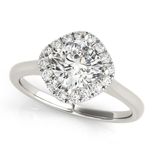 Solitaire Halo Cushion Shape Engagement Ring