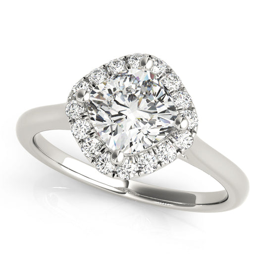 Solitaire Halo Cushion Shape Engagement Ring