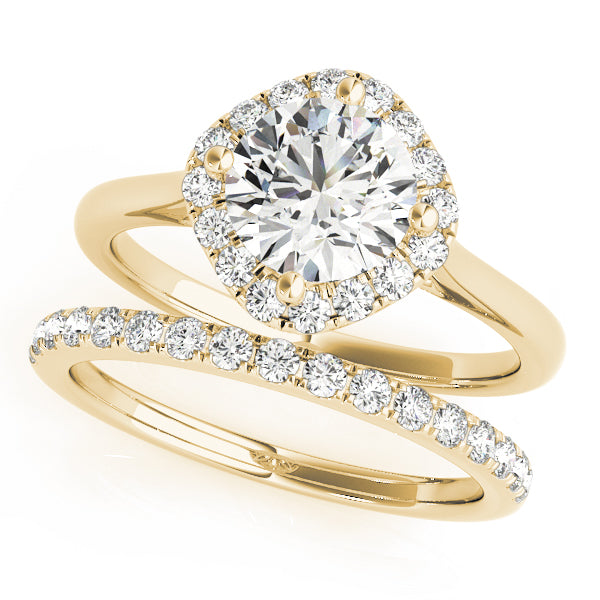 Solitaire Halo Cushion Shape Engagement Ring