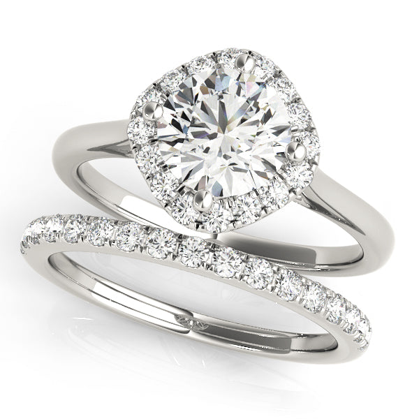 Solitaire Halo Cushion Shape Engagement Ring