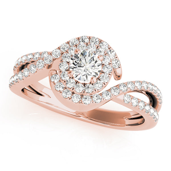 Bypass Twisted Shank Halo Engagement Ring