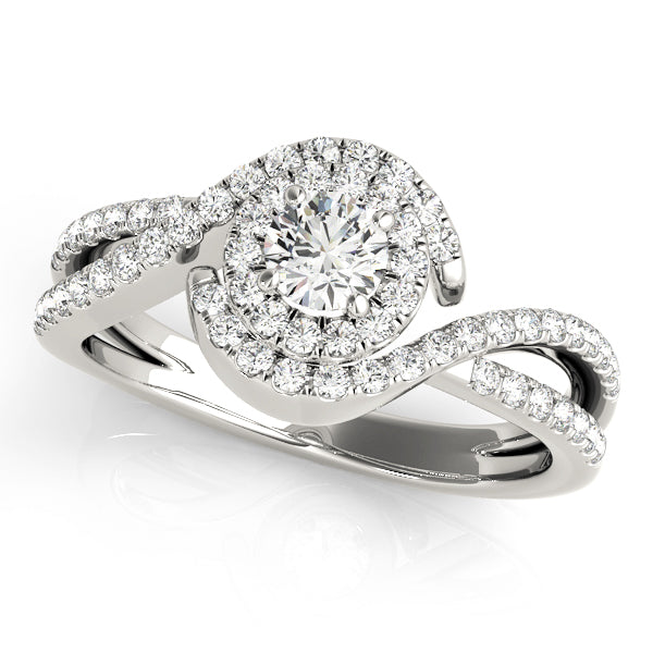 Bypass Twisted Shank Halo Engagement Ring