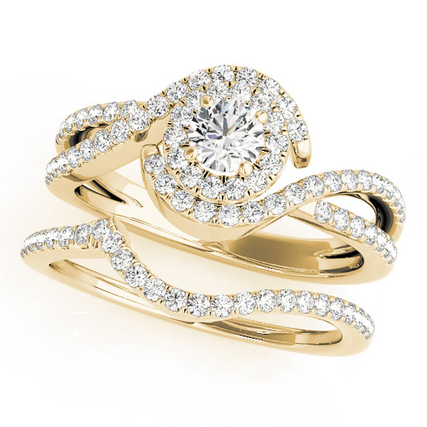 Bypass Twisted Shank Halo Engagement Ring