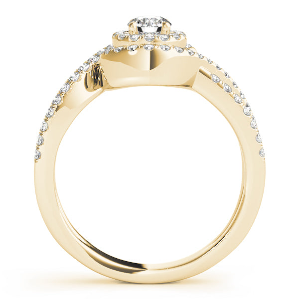 Bypass Twisted Shank Halo Engagement Ring