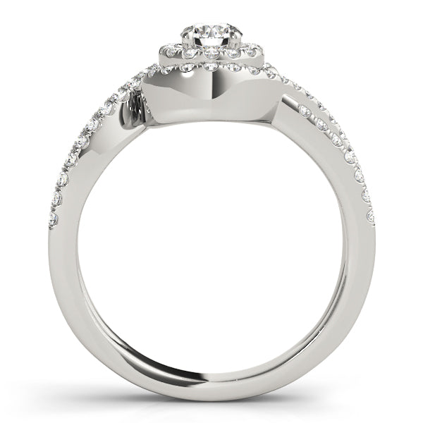 Bypass Twisted Shank Halo Engagement Ring