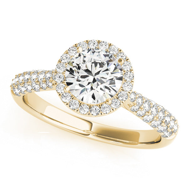Multirow Pavé Halo Engagement Ring