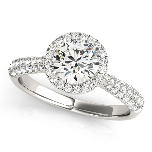 Multirow Pavé Halo Engagement Ring