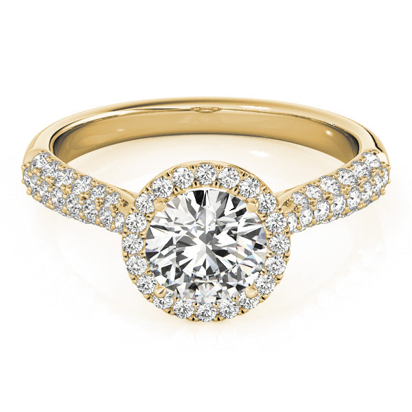Multirow Pavé Halo Engagement Ring