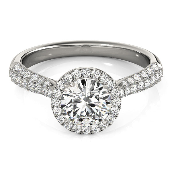 Multirow Pavé Halo Engagement Ring