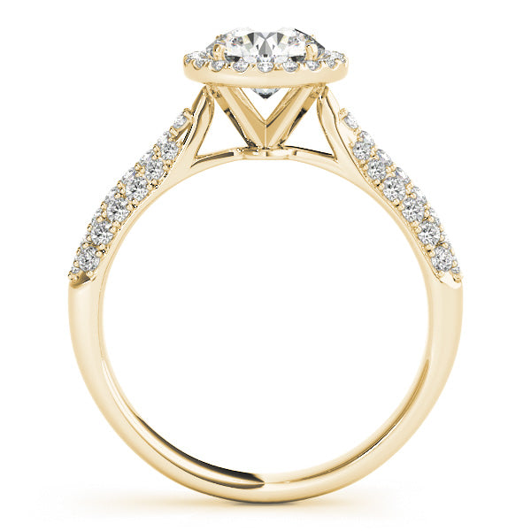 Multirow Pavé Halo Engagement Ring