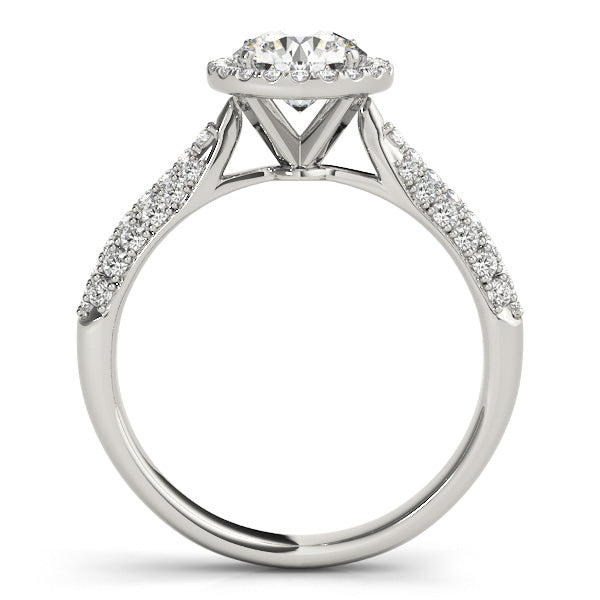 Multirow Pavé Halo Engagement Ring