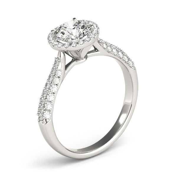 Multirow Pavé Halo Engagement Ring