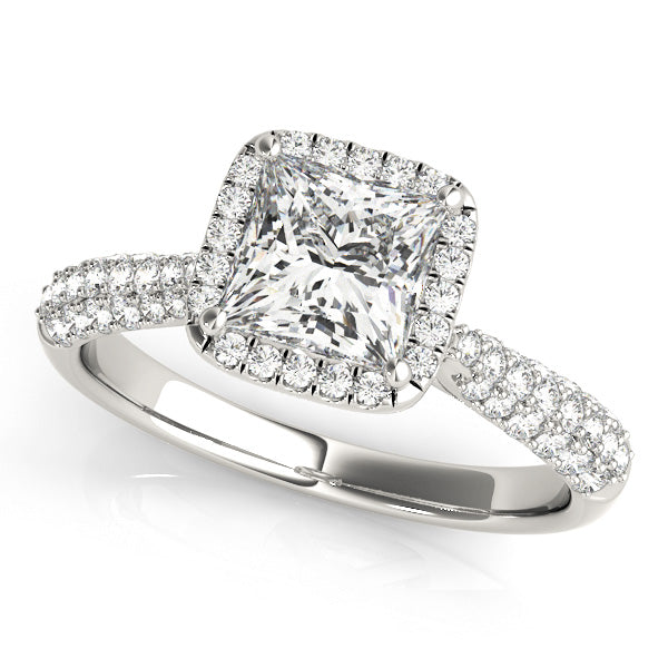 Multirow Pavé Halo Engagement Ring