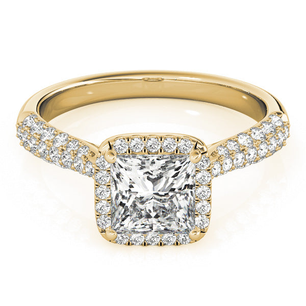 Multirow Pavé Halo Engagement Ring