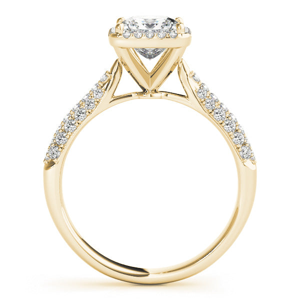 Multirow Pavé Halo Engagement Ring
