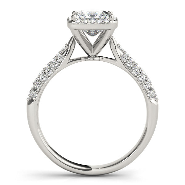 Multirow Pavé Halo Engagement Ring