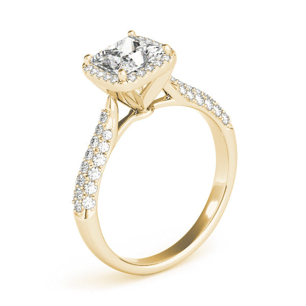 Multirow Pavé Halo Engagement Ring