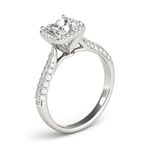 Multirow Pavé Halo Engagement Ring
