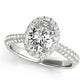 Multirow Pavé Halo Oval Shape Engagement Ring