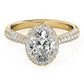 Multirow Pavé Halo Oval Shape Engagement Ring