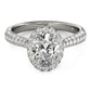 Multirow Pavé Halo Oval Shape Engagement Ring